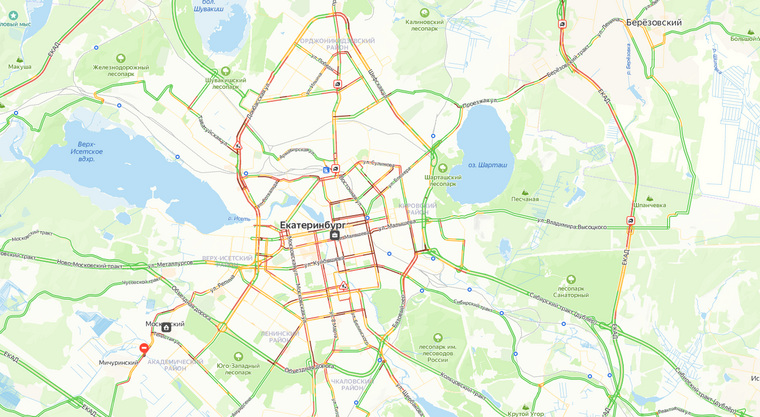 Ситуация на дорогах в Екатеринбурге вечером 7 марта