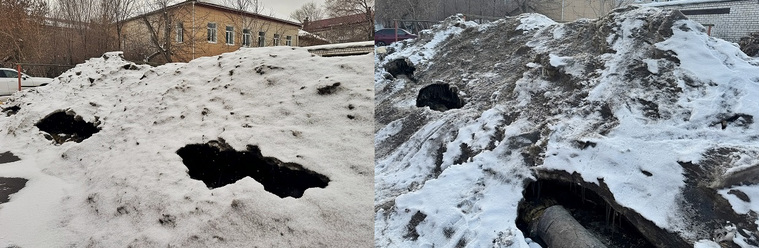 Представитель УК «Тандем» отказался комментировать не вывезенные кучи снега и льда по улице Гоголя, 37