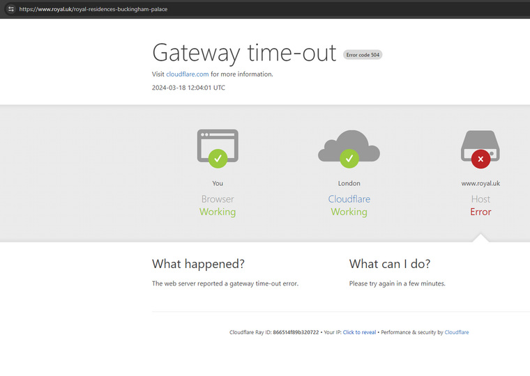 Сайт Букингемского дворца не отвечает