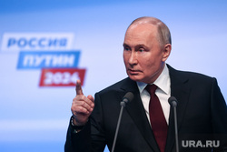 Президент России Владимир Путин на пресс-конференции после окончания голосования на президентских выборах 2024. Москва, путин владимир