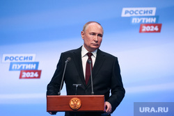 Президент России Владимир Путин на пресс-конференции после окончания голосования на президентских выборах 2024. Москва, путин владимир