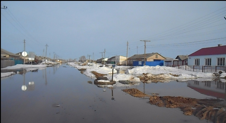 Улицы деревни затопило водой