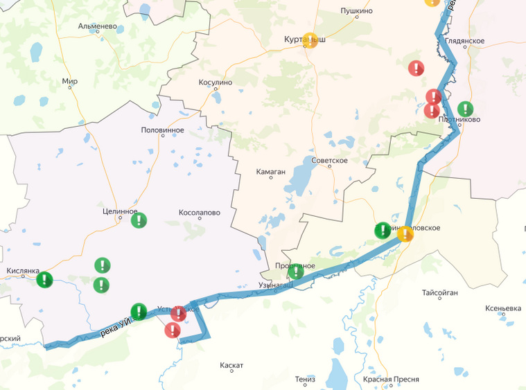 В Куртамышском и Целинном округах перекрыты пять участок дорог
