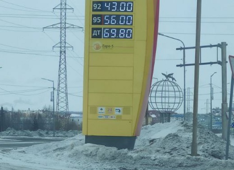 Стоимость литра АИ-95 в Салехарде выросла примерно на семь рублей