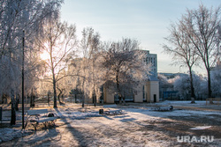 Разное. Курган, снег, зима, городской сад, природа, иней на деревьях