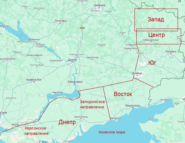 Примерное расположение группировок ВС РФ в зоне СВО