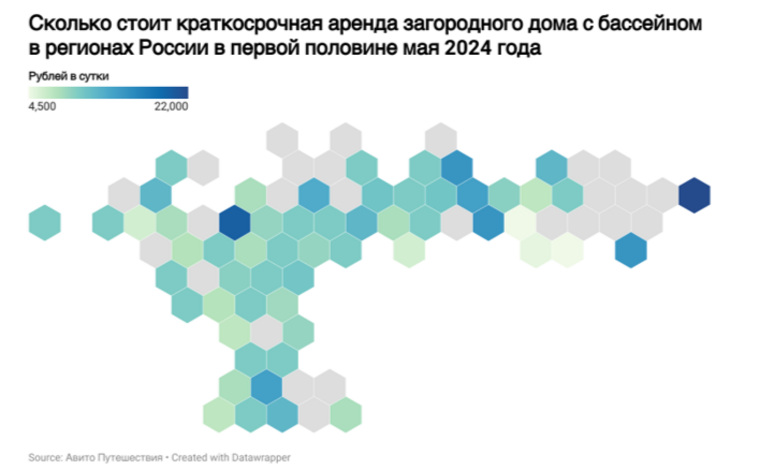 По итогам первой половины мая 2024 средняя стоимость аренды загородного дома с бассейном в Челябинской области составила 10 тысяч рублей в сутки