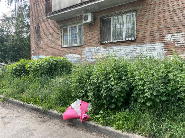 У дома лежал букет. Вероятно, его выбросили с балкона