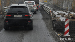 Трасса М5 Дорога Челябинск, подъемный кран, ремонт моста, реверсивное движение