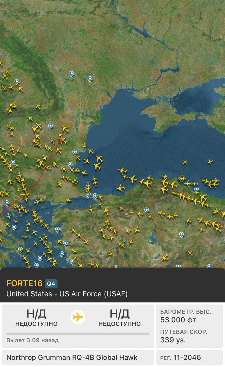 Американский беспилотник дежурит над Черным морем