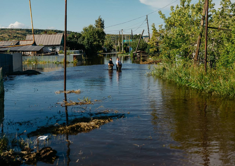 Дома затоплены на нескольких улицах