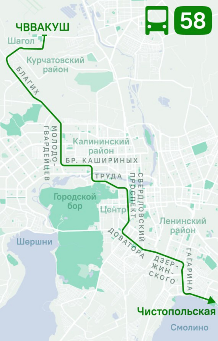 18 автобусов малого класса автобусного маршрута №58 будут ходить каждые 10-15 минут ежедневно