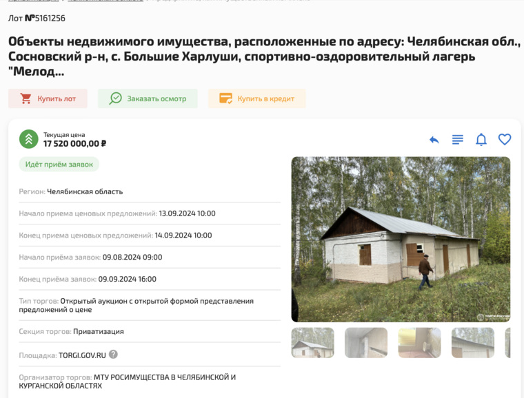 Спортивно-оздоровительный лагерь, выставленный на торги, состоит более чем из двух десятков объектов