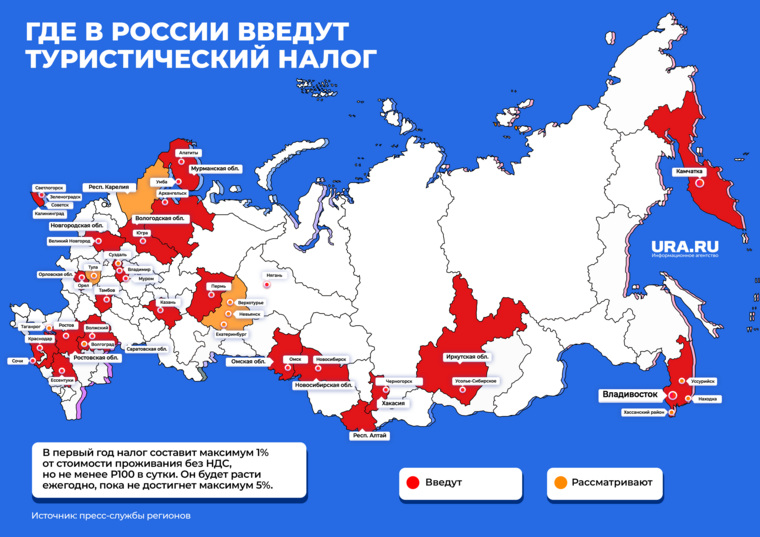 Регионы самостоятельно решают, вводить туристический налог или нет