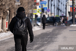 Клипарт. Пермь, тротуар, зима, ворона, птица, мужчина, солнечный день, пернатые, студент