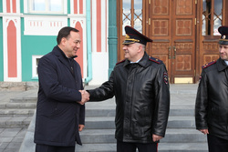 Генерал Воронежский на приемке новых мотоциклов мотобату ГАИ
