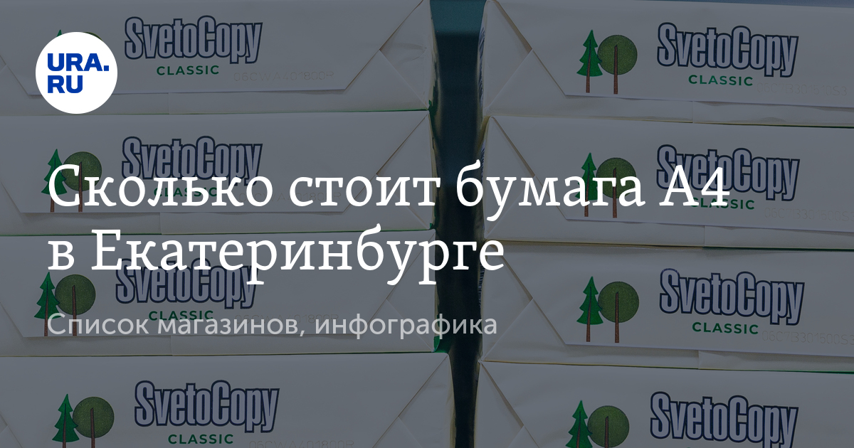 Сколько стоит бумага А4 в Екатеринбурге. Список магазинов, инфографика