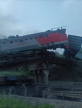 В Курской области в момент проезда грузового поезда обрушился железнодорожный мост