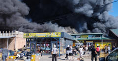 Пожар на рынке в Волгограде